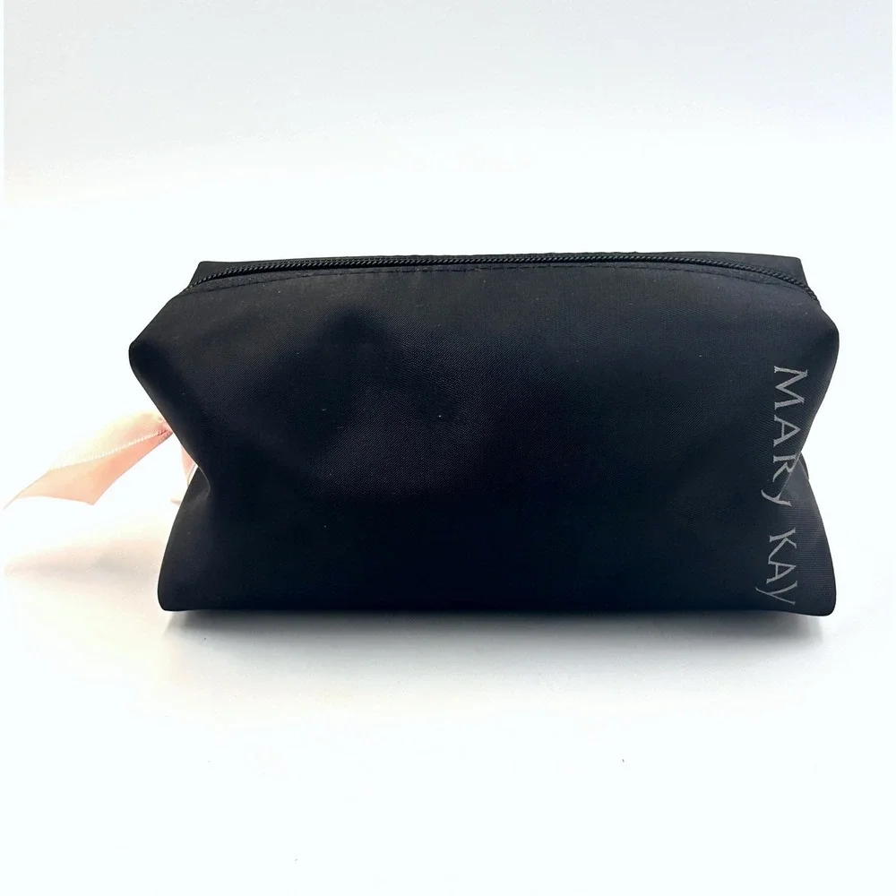Mary Kay Makeup Bag Travel Cosmetic Pouch Black Pink Satin Coqette NEW